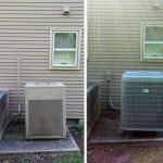 Before and after installation of Carrier Heat Pump Outdoor Unit
