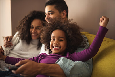 Family enjoying heating 