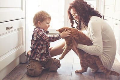 Family enjoying heating in home 